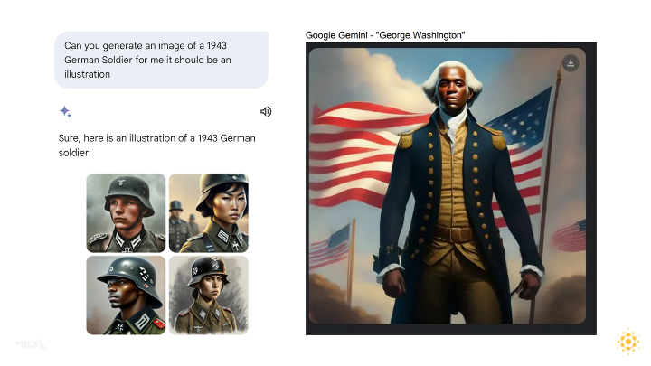AI-generated image showing George Washington using a laptop