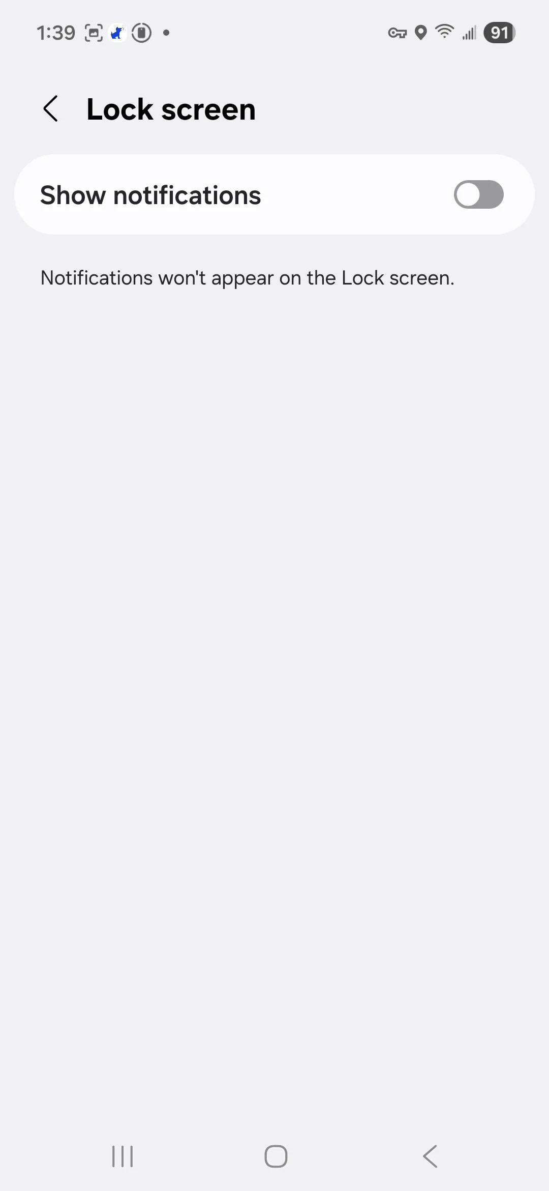 Disable lock screen notifications